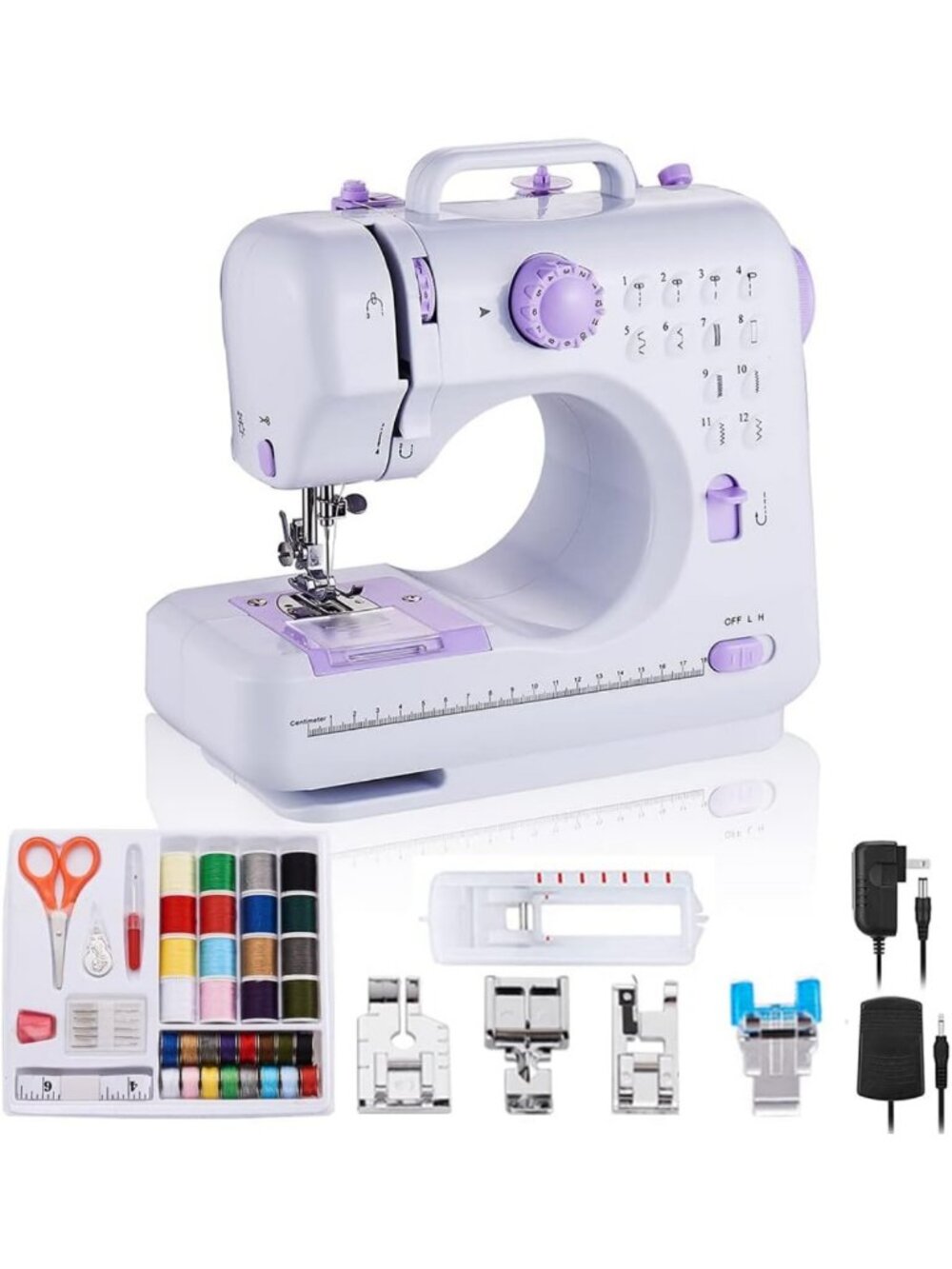 Rxmeili Portable 12-Stitch Sewing Machine, 42-Pc Sewing Kit for Beginners